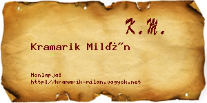 Kramarik Milán névjegykártya